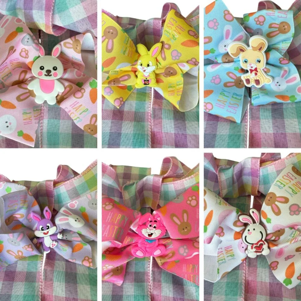 Bunny Hair Bow Pastel Spring Kids Clip 3/$15✨